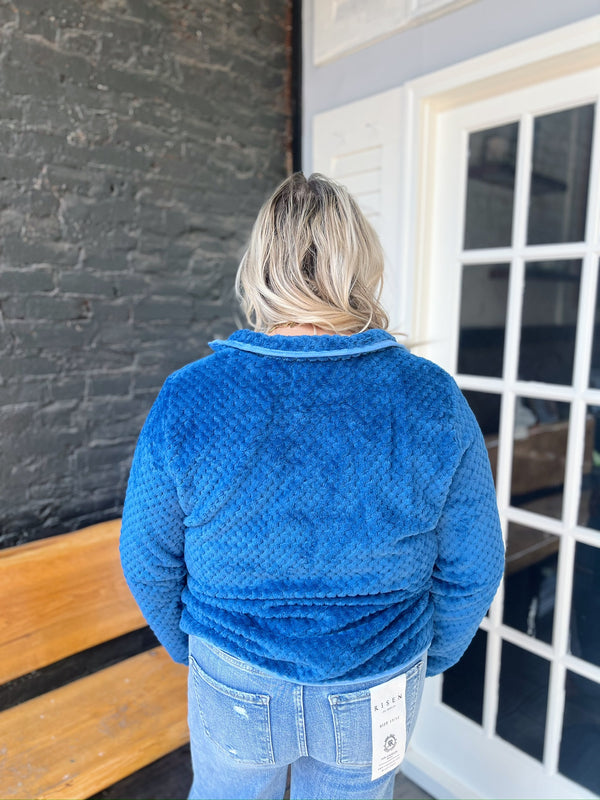 Blue Fleece Jacket with Pockets