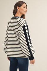 Black Contrast Accent Stripe Top