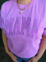 Mama Embroidered Glitter Applique Tee