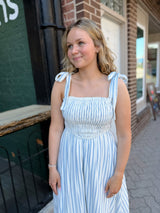 Blue Striped Tied Maxi Dress