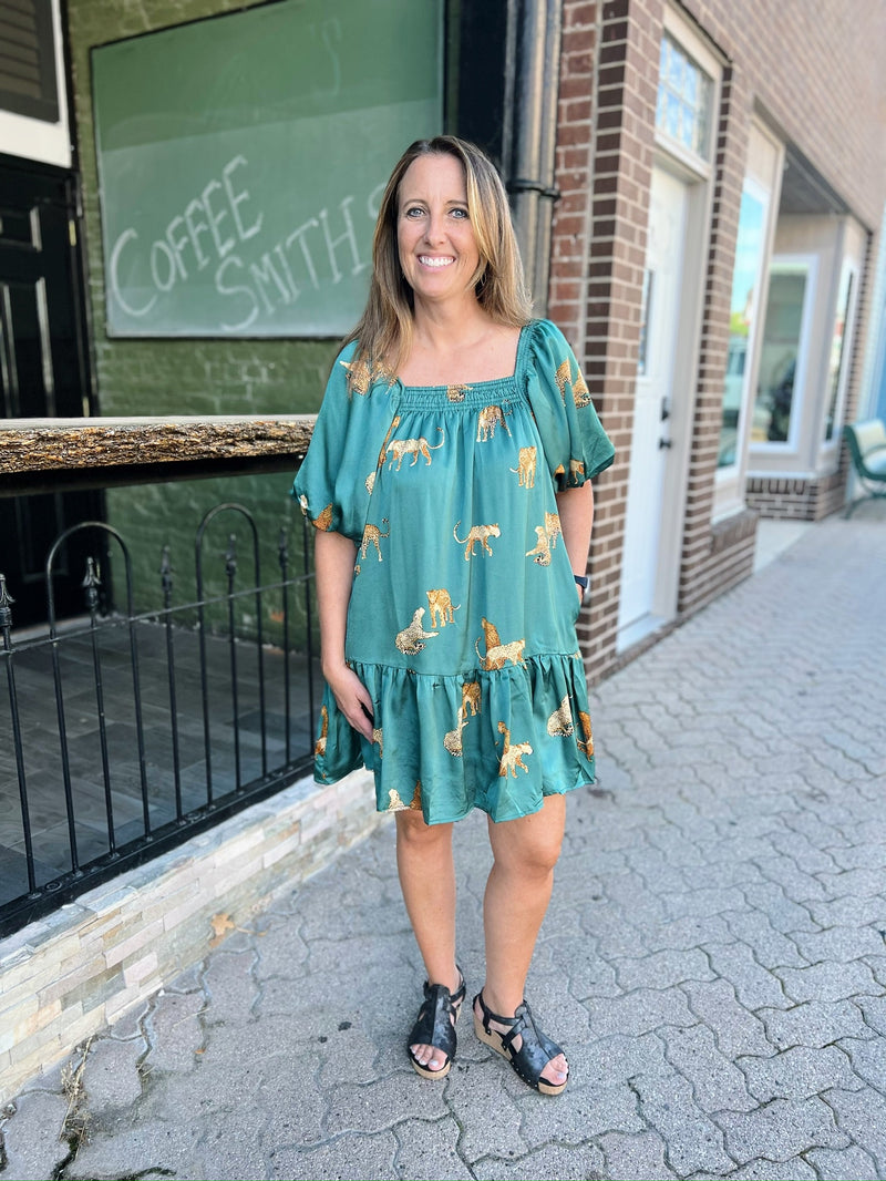 Cheetah Puff Sleeve Dress