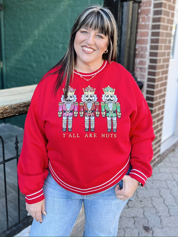 Red Embroidered Nutcracker Crewneck