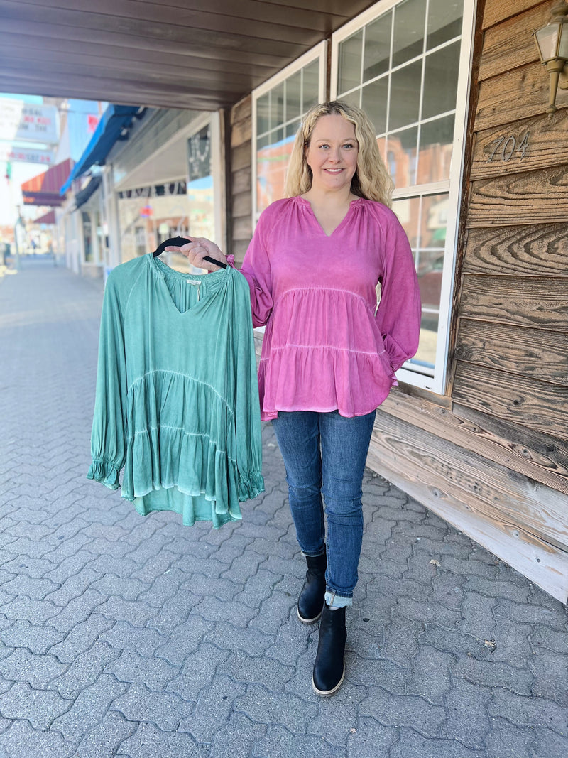 Mineral Wash Tunic Tiered Top