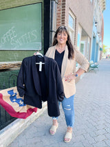 Curvy Ruched Sleeve Blazer