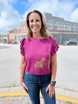 Plum Sweater Cheetah Top