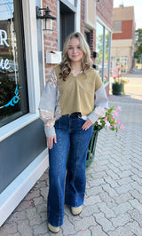 Olive Striped Floral Textured Collared Shirt