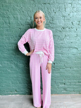 Raised Rib Striped Pullover and Pants Set