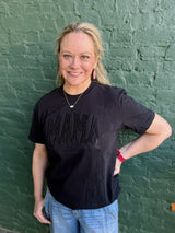 Mama Embroidered Glitter Applique Tee
