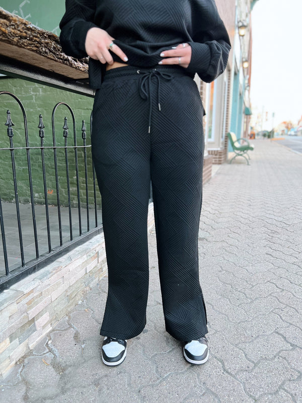 Black Textured Lounge Pants