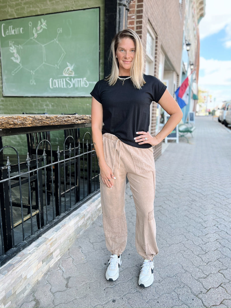 Mineral Wash Eyelet Detailed Joggers
