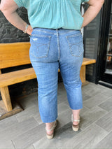 Curvy Harmony Distressed Wide Leg Denim
