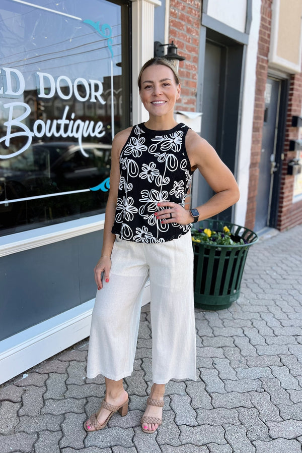 Oatmeal Linen Wide Leg Pants