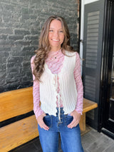 Scallop Front Tie Sweater Vest