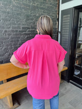 Curvy Hi-Low Button Down Shirt with Side Slit