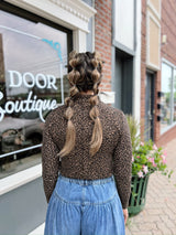Leopard Ribbed Fitted Top