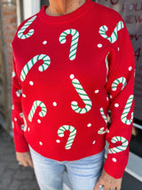 Candy Cane Long Sleeve Sweater