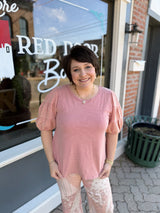 Blush Puff Gauze Sleeve Top