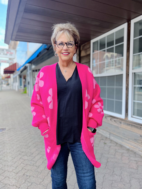 Daisy Knit Cardigan With Pockets
