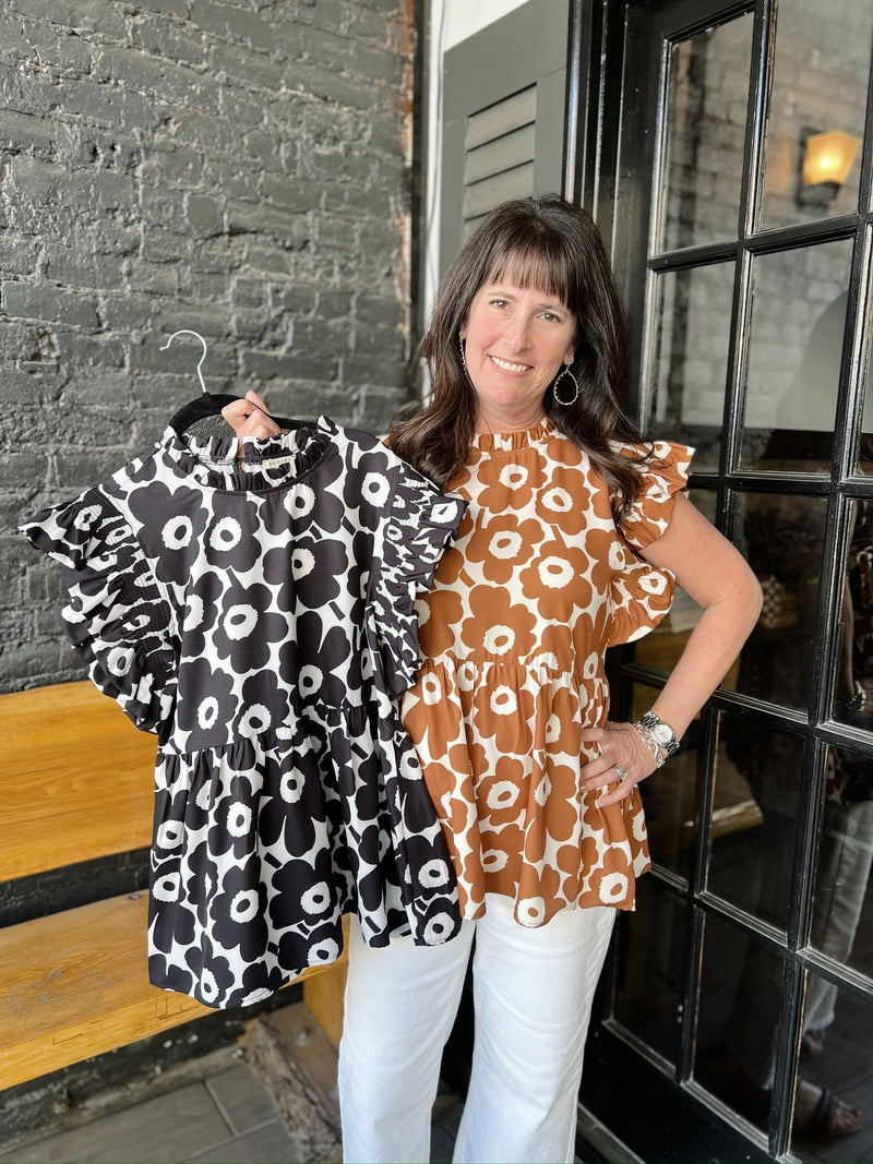 Daisy Ruffle Cap Sleeve Top