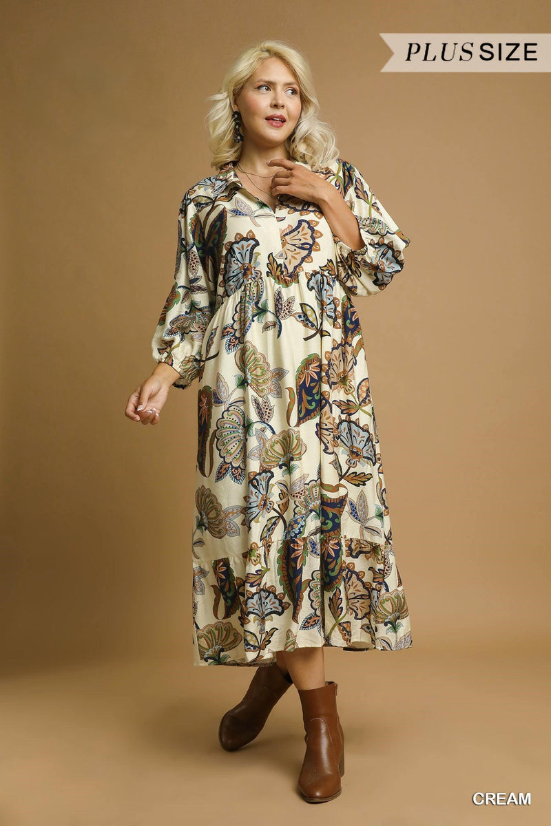 Boho Paisley Tiered Midi Dress