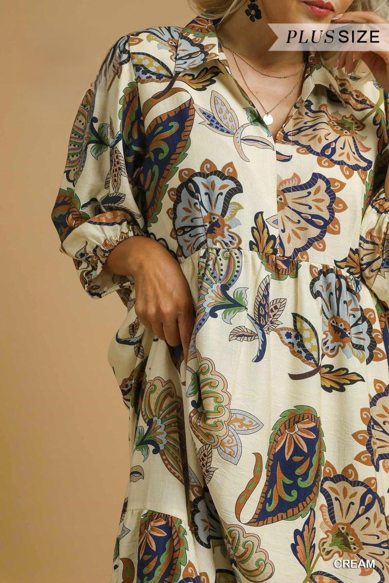 Boho Paisley Tiered Midi Dress