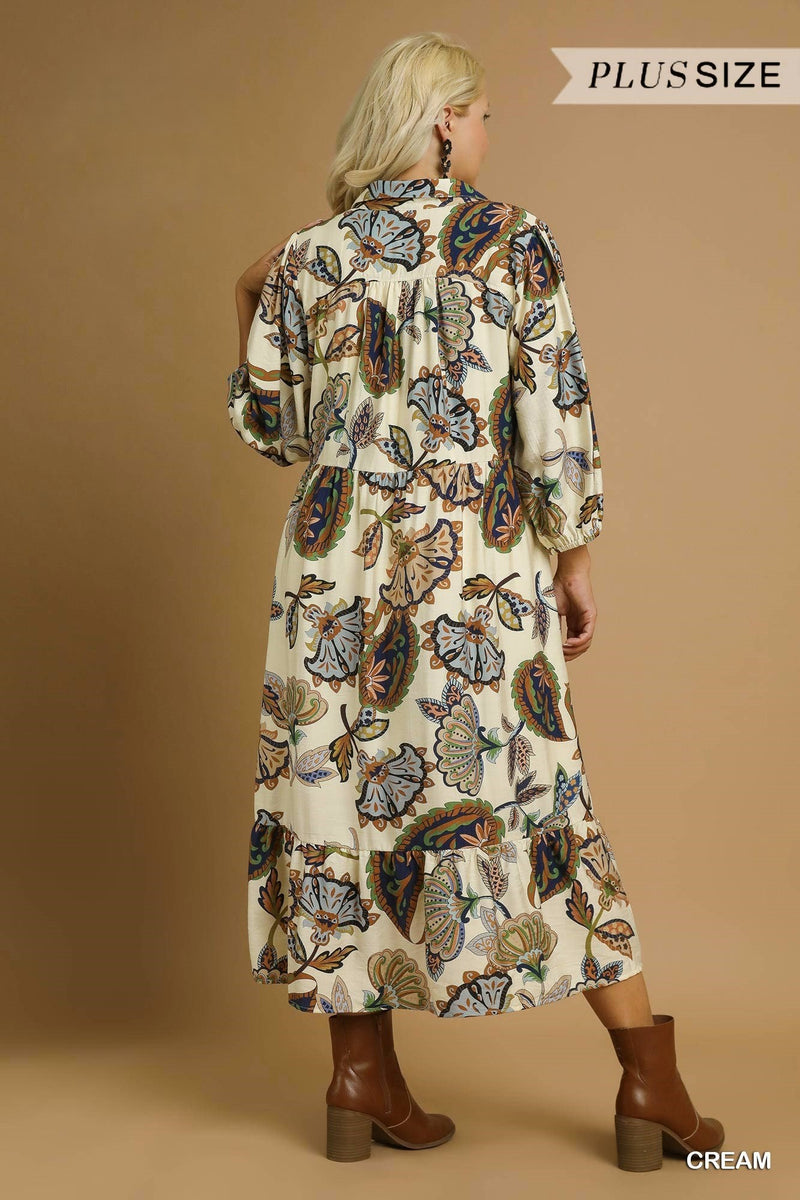 Boho Paisley Tiered Midi Dress