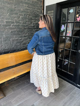 Curvy Cream Strawberry Print Ruffle Midi