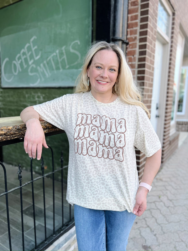 Cream Leopard Mama Tee