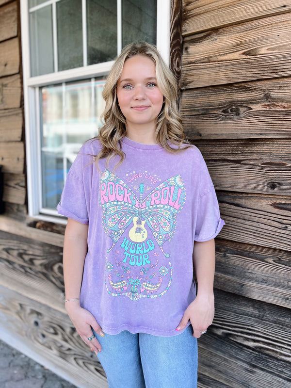 Lavender Butterfly World Tour Graphic Tee