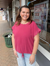 Curvy Drawstring Linen Top