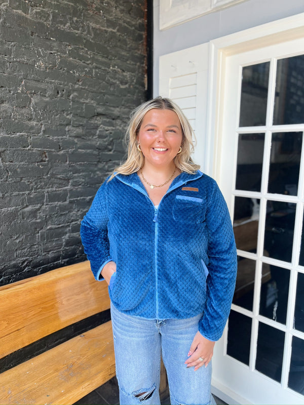 Blue Fleece Jacket with Pockets