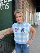 USA Chain Stitch Gingham Sweater
