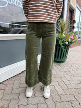 Frankie's Olive High Rise Corduroy Crop Pants