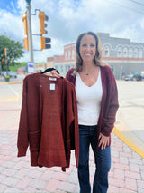 Basic Waffleknit Pocket Cardigan