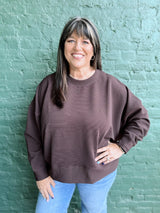 Curvy Ribbed Balloon Sleeve Pullover