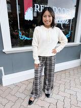Plaid Patch Pocket Wide Leg Pants