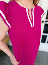 Knit Band Ruffle Sleeve Dress