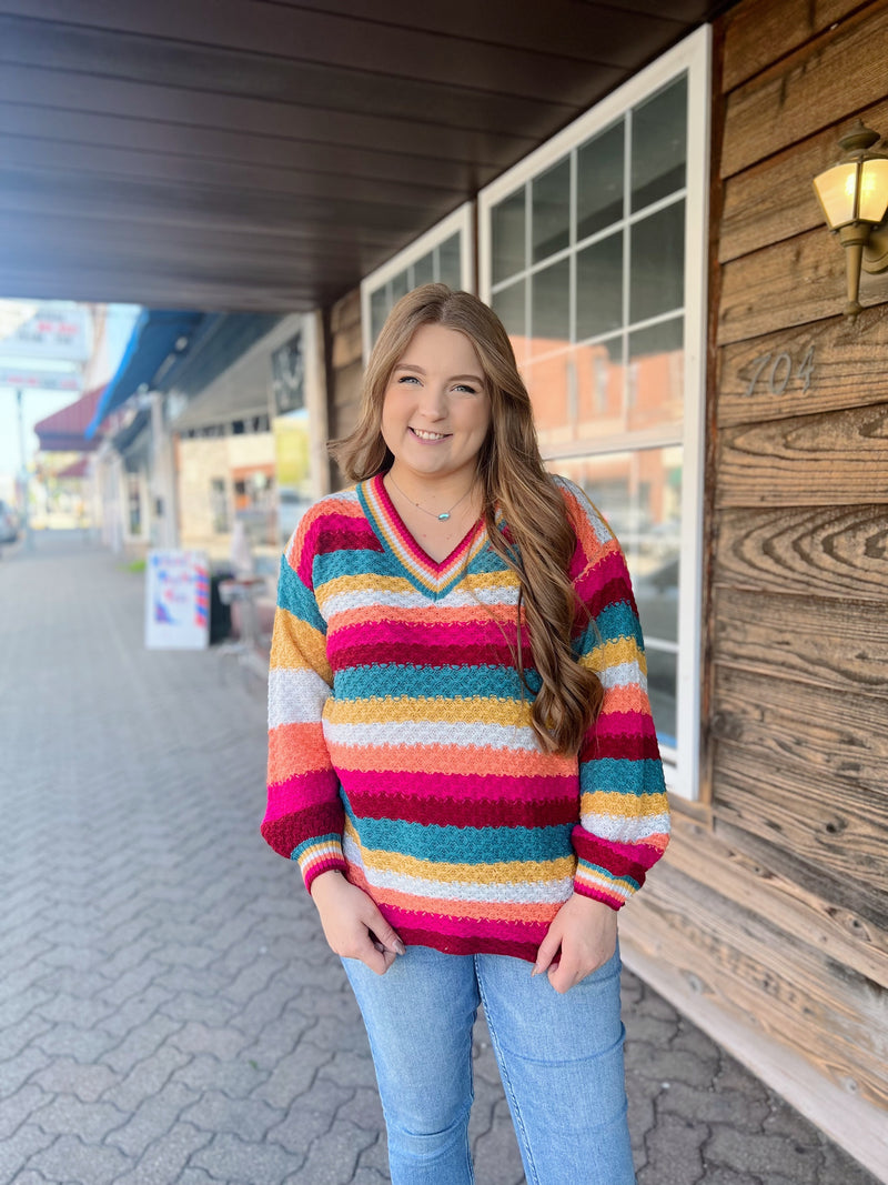 Multi Color Striped Knit Sweater