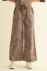 Leopard Side Accent Faux Suede Leopard Pant