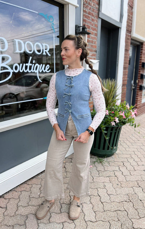 Denim Tied Fitted Vest