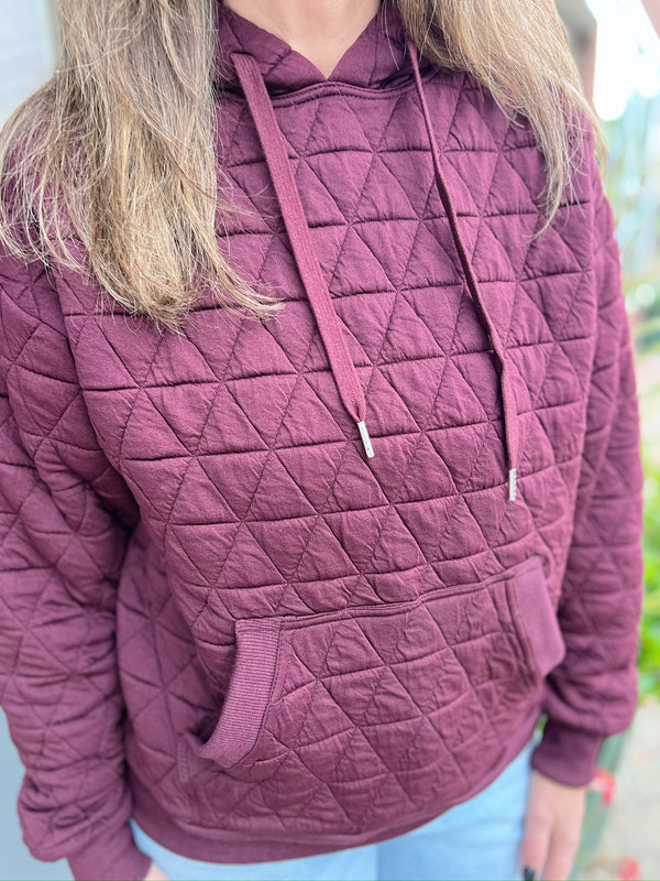 Maroon Quilted Hooded Top