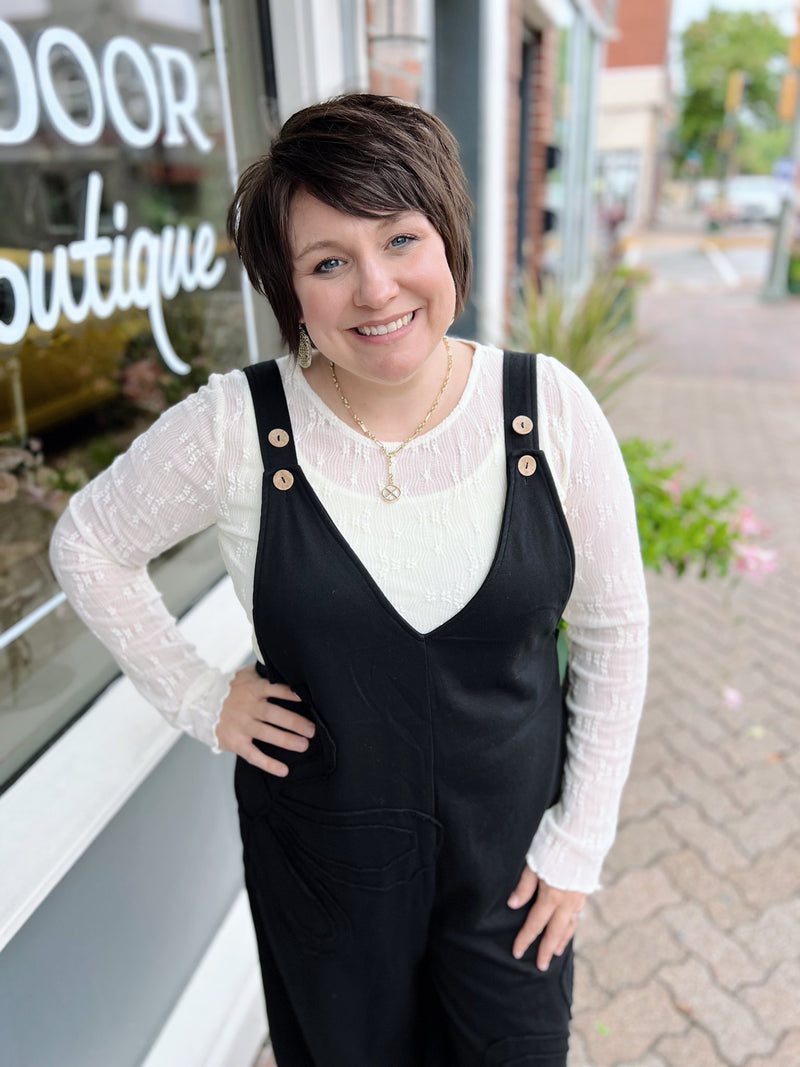 Raw Edge Patched Floral Overalls