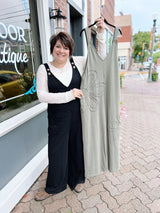 Raw Edge Patched Floral Overalls