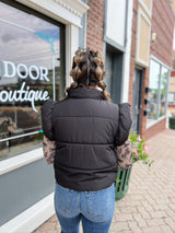 Flutter Sleeve Bow Zip-Up Puffer Vest