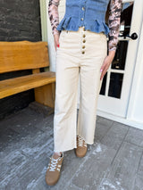 Button Front Stretch Twill Pants