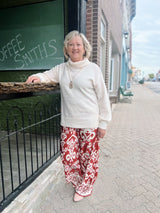 Printed Wide Leg Satin Pants
