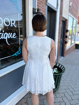 White Lace Sleeveless Fit and Flare Dress