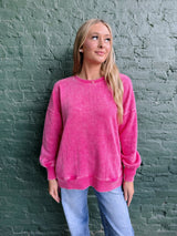 Acid Wash High-Low Hem Pullover