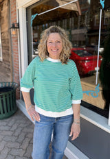 Striped Banded Trim Top