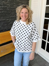 Polka Dot Short Sleeve Sweater